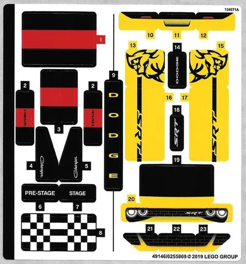 LEGO STICKER SHEET ONLY 75893 DODGE CHALLENGER DEMON & CHARGER R/T New from set