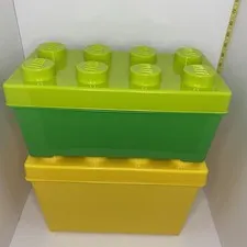 Set Of 2 LEGO Storage Brick Case 8 Stud Large Container 2012 9" & 6" Tall