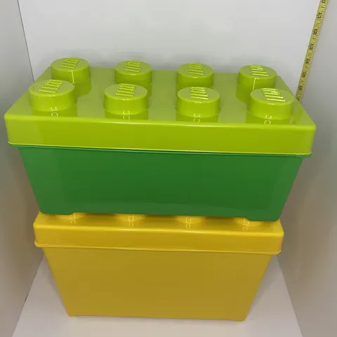 Set Of 2 LEGO Storage Brick Case 8 Stud Large Container 2012 9" & 6" Tall