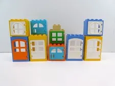 Lego Duplo Lot of 9 Hinged Doors with Frames Misc Styles & Colors