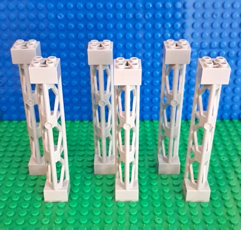 LEGO Light Gray Support 2 x 2 x 10 Girder Triangular Vertical. Lot Of 6.
