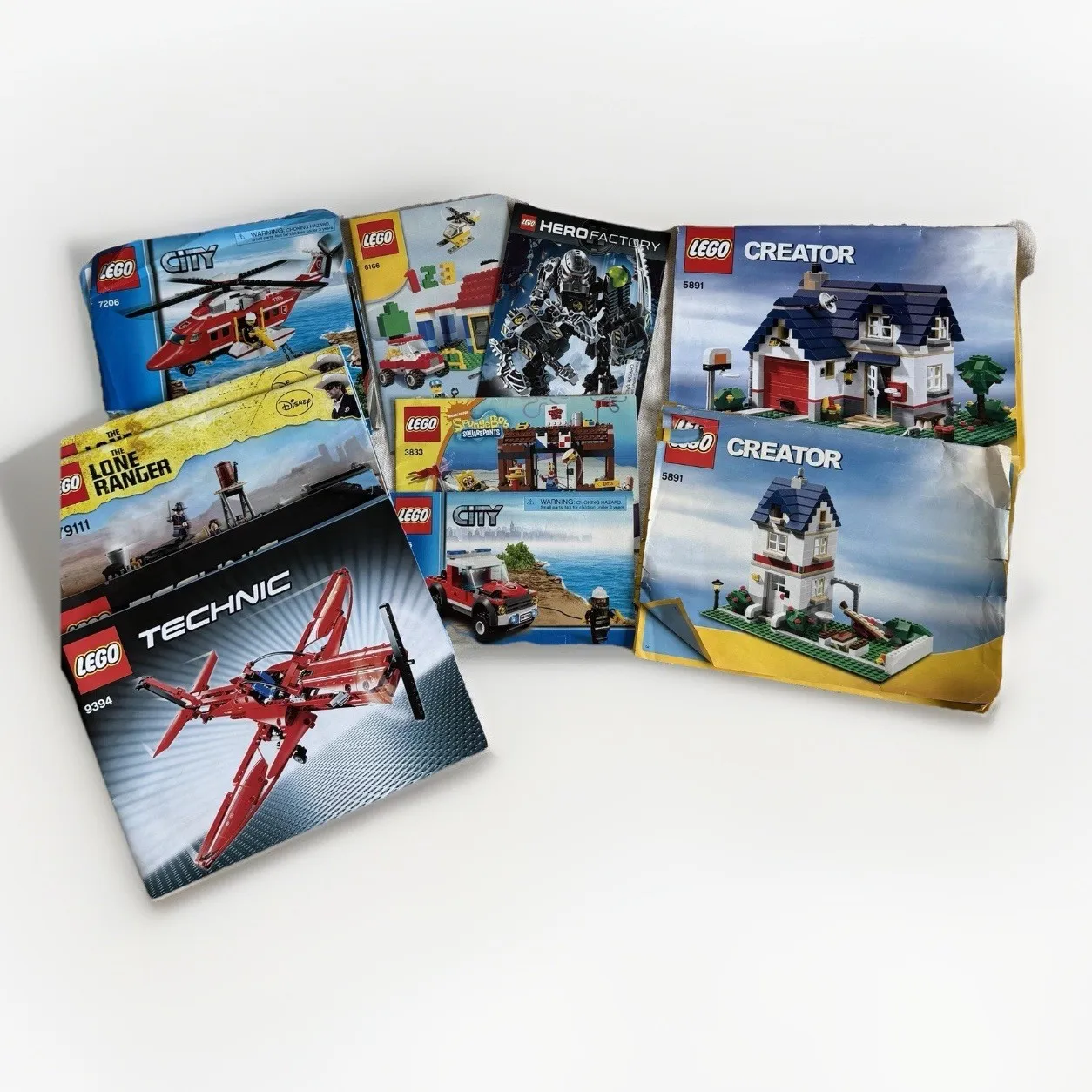 LEGO Manuals ONLY 9 Lot Technic Creator City SpongeBob 7206 6166 5891 79111 9394
