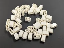 Lego Lot x50 New White Technic, Liftarm Thick 1 x 2 - Axle Hole -  # 60483