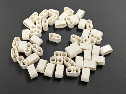 Lego Lot x50 New White Technic, Liftarm Thick 1 x 2 - Axle Hole -  # 60483