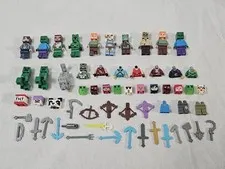 Lego Minecraft Minifigure Lot Weapons Accessories Skeleton Alex Steve Enderman