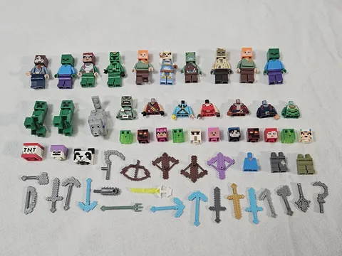 Lego Minecraft Minifigure Lot Weapons Accessories Skeleton Alex Steve Enderman