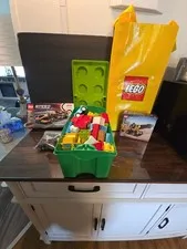 Lego Lot | DUPLO Assorted Building Bricks, Lego Vehicles, Lego Storage Box & Bag