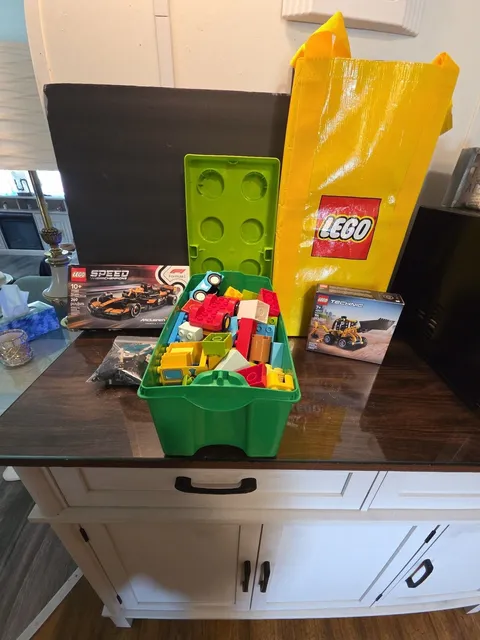 Lego Lot | DUPLO Assorted Building Bricks, Lego Vehicles, Lego Storage Box & Bag