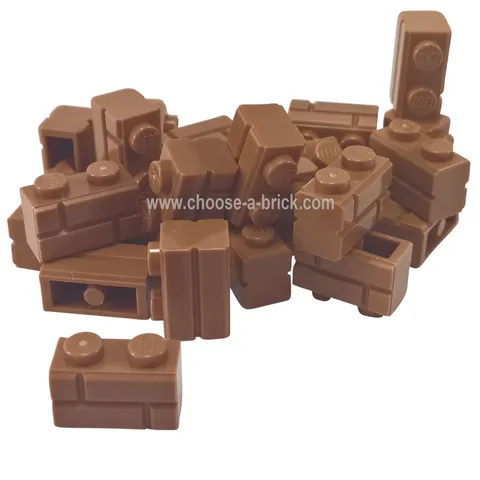 50x LEGO 1x2 Masonry Brick Medium Nougat