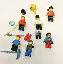 Vintage LEGO Minifigure Parts Lot Mixed Incomplete Figures Weapons Helmets
