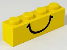 LEGO 3x Yellow Brick 1 x 4 with Smile Pattern inv.632