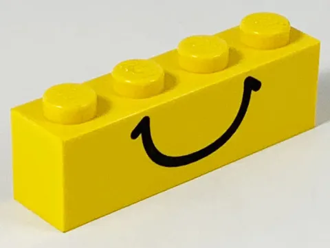 LEGO 3x Yellow Brick 1 x 4 with Smile Pattern inv.632