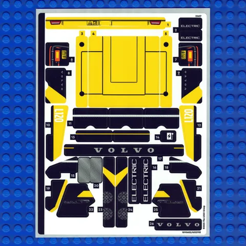 New LEGO Technic Volvo L120 Electric Wheel Loader 42209 Sticker Sheet Qty 1