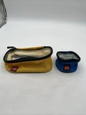 Lego Zipper Pouch Bag Set 2016 Yellow Brick 9” x 5” x 4” Blue Brick 4” x 4” x 3”