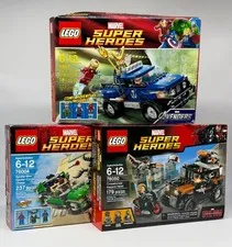 LEGO MARVEL Set LOT- 6867, 76004 & 76050- 3 Truck Builds-Iron/Spider/Falcon- NIB