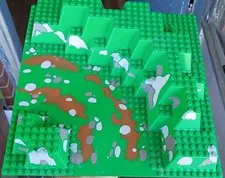 Lego Raised 32 x 32 Baseplate Canyon with Brown Dirt and Gray Rocks 6024px4 RARE