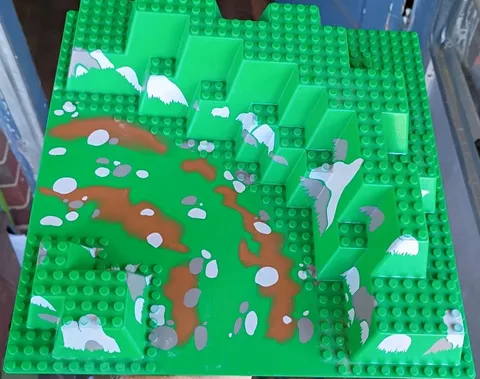 Lego Raised 32 x 32 Baseplate Canyon with Brown Dirt and Gray Rocks 6024px4 RARE