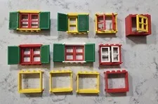 Lot Of 32 Random Color Lego Window Frames Shutters Clear Windows 