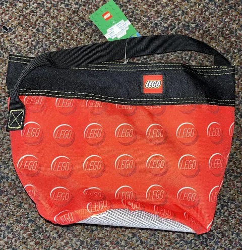 LEGO Bricks Cinch Bucket Tote Toy Organizer Red Yellow Recycled Carry Gear Bag