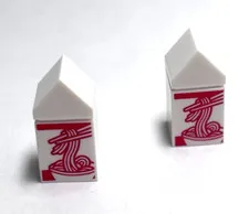 Lego - Minifigure Utensil - Lot of 2 - White / Red, Takeout Box, Noodles