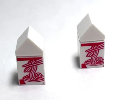 Lego - Minifigure Utensil - Lot of 2 - White / Red, Takeout Box, Noodles