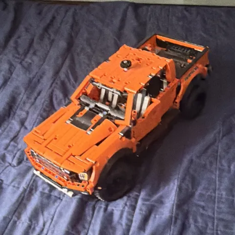 LEGO Orange Pickup Truck Built Model Technic-Style Plastic Vehicle Build