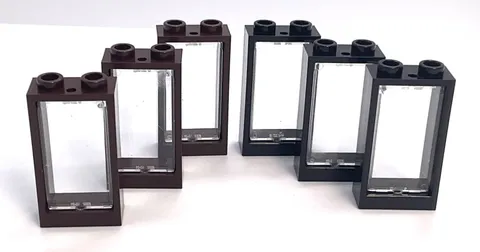 Lego Windows & Frames - Dark Brown and Black w/ Glass - 1x2x3 - #60593 - 6 Pcs.