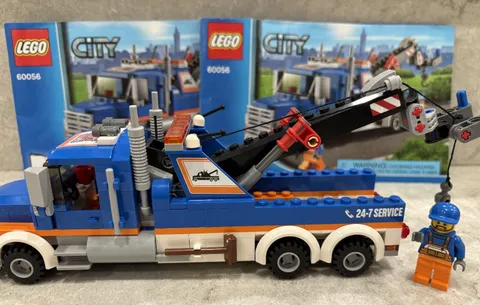 LEGO City 60056 Tow Truck 100% Complete w/ Both Manuals Minifigure Blue 2014
