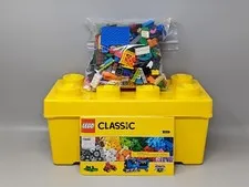 Lego Storage Brick Case W/Legos Large Yellow 13 x 7 Container Plastic Bin 2012