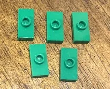 LEGO Lot 5 Green 1x2 Parts 1 Stud Jumper #15573 Flat Bricks Plate