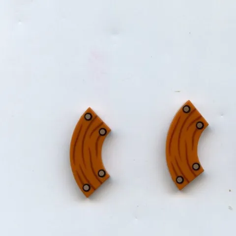 LEGO x 2 D Orange Tile, Round Corner 2 x 2 Macaroni 4 Silver Nails Wood Grain