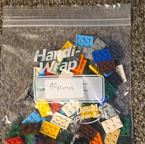 LEGO Bulk Lot Multicolor Plastic Bricks & Pieces in Polybag, 90 Pieces