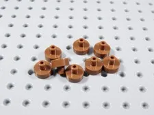 LEGO Lot of 8 Reddish Brown 1x1 Round Plates w/ Pin on Top BA