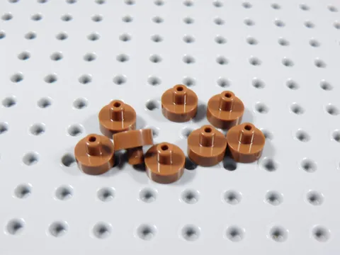 LEGO Lot of 8 Reddish Brown 1x1 Round Plates w/ Pin on Top BA