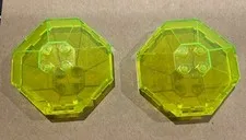 2Lego Trans-Neon Green Windscreen 6 x 6 Octagonal Canopy without Axle Hole 2418a