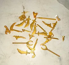 LEGO Gold Minifigure Accessory Lot - Plastic Weapon & Parts Bundle