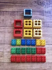 VTG Lego Duplo Lot Of 28 Windows 2X3 Slopes Multiple Colors Read Description