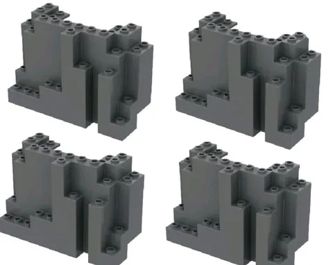  4 NEW LEGO BURP PIECES - Dark Bluish Gray Mountain Bottom 4x10x6 rock panel