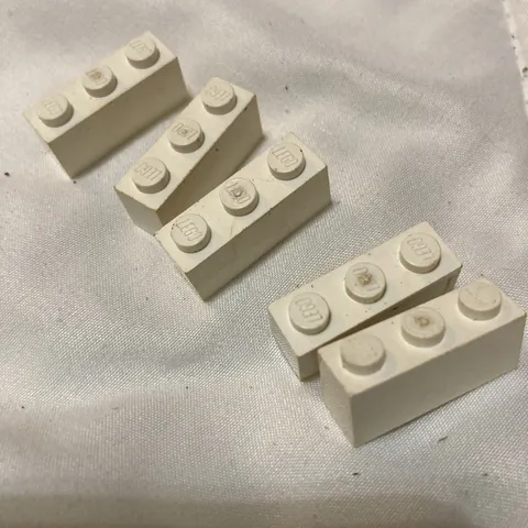 5 White Lego Bricks 1 X 3