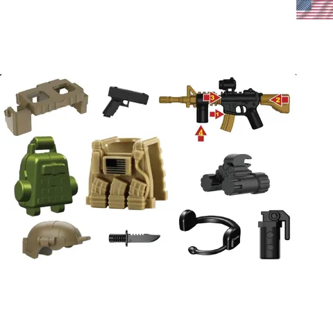 Detailed Battle Brick Weapons Pack for LEGO Minifigures - Functional Accessories