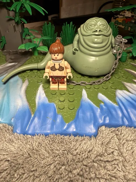 Lego Jabba and Slave Leia Minifigures From 6210 Jabbas Sail Barge Sw0071 Sw0085a