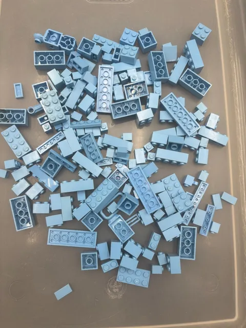 5.5 oz. Mixed Light Royal Blue Legos - standard blocks and unique pieces