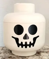 LEGO  Minifigure Head Storage Container Skeleton Skull Small Sanitized EUC