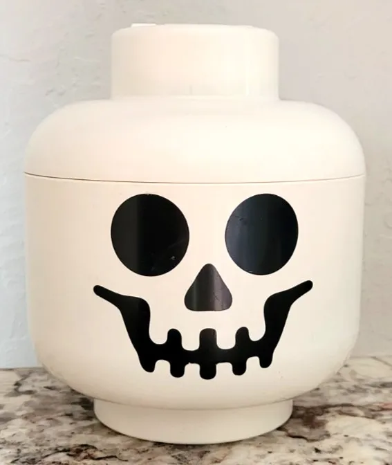 LEGO  Minifigure Head Storage Container Skeleton Skull Small Sanitized EUC