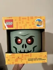 Lego LARGE Green Skeleton Zombie Storage Head Container NEW Halloween Decor