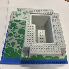 Lego Baseplate Raised 32x32 2552px4 Blue Water & Green Stones Vintage  Set 6273