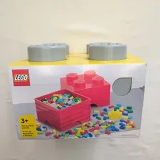 LEGO Stackable Storage Brick 4 Knobs Gray, Compatible for LEGO Bricks 3+