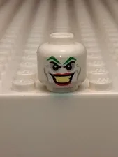 LEGO - Minifig, Head w/ Green Eyebrows, Cheek Lines & Red Lips (The Joker)