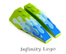 1 Pair LEGO Lime Wedge 2x6 Double Right & Left Printed Water Splash, woody 7590