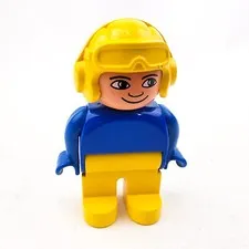 VintageLEGO Duplo Figure 1988 Motorbike Rider Replacement Part Blue & Yellow